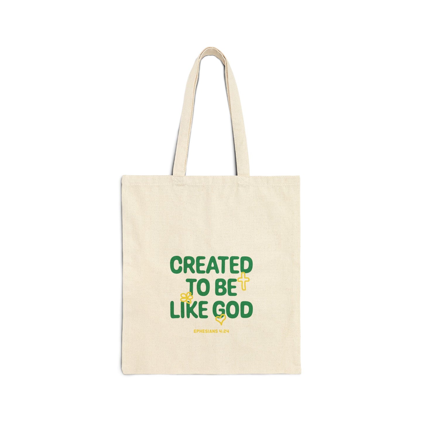 Tote Bag — "Created to Be Like God" Inspirational Cotton Canvas Tote