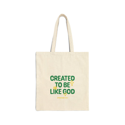 Tote Bag — "Created to Be Like God" Inspirational Cotton Canvas Tote