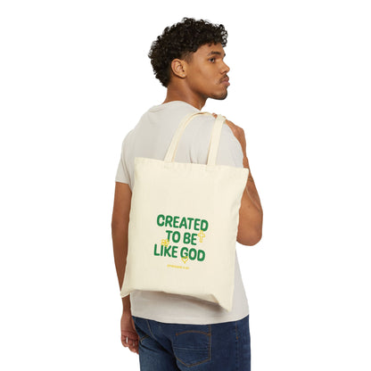 Tote Bag — "Created to Be Like God" Inspirational Cotton Canvas Tote